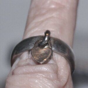 925 Sterling Dangling Heart Band Ring From Mexico